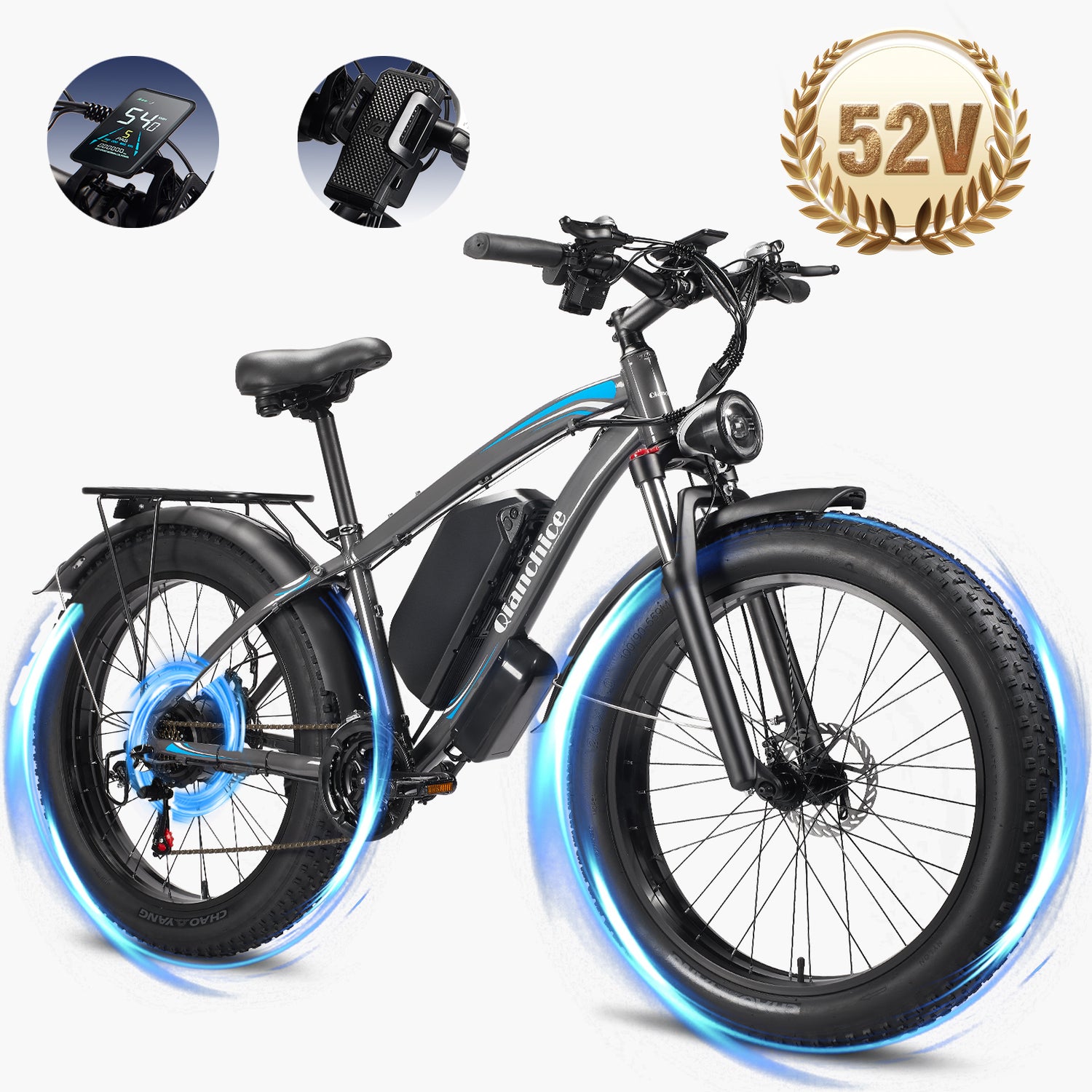 Q9 34MPH Bicycles Electric 19.2AH 998.4WH Removable Battery 