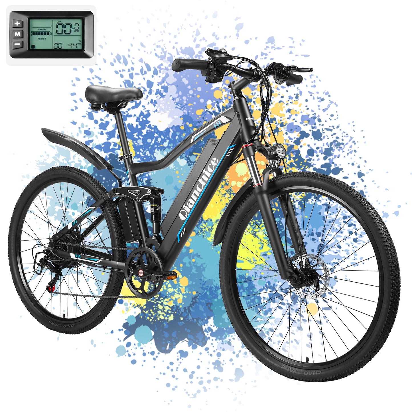 Q19 1000W(Peak) 32MPH Electric Bicycles with 48V 15AH Removable Battery Full Suspension 29"*2.1" Mountain E-Bike - qianchice  ebike