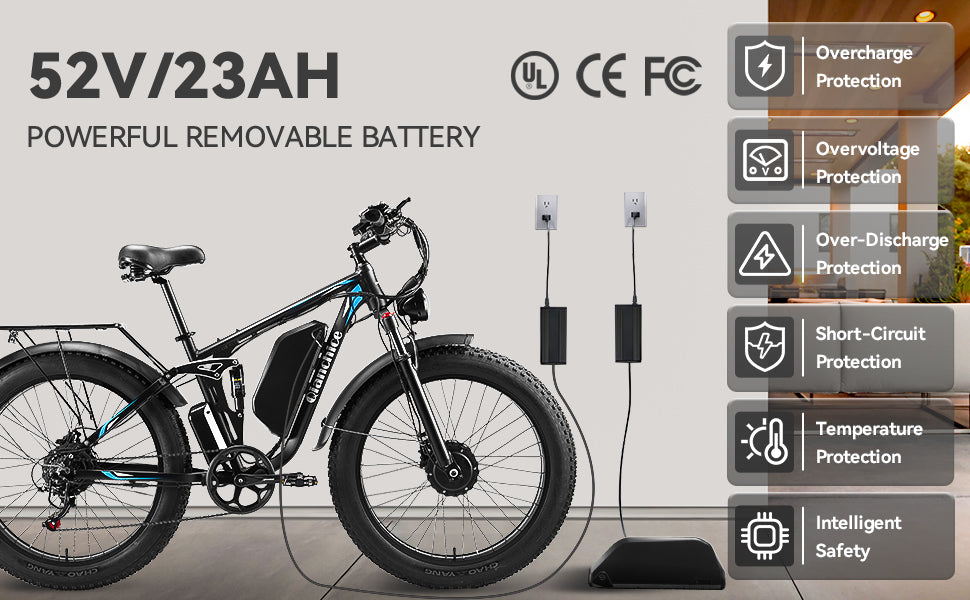 Electric mountain bikes 52V 23Ah E-Bike Battery for Electric Bike Q8PRO IN USA  - qianchice  ebike