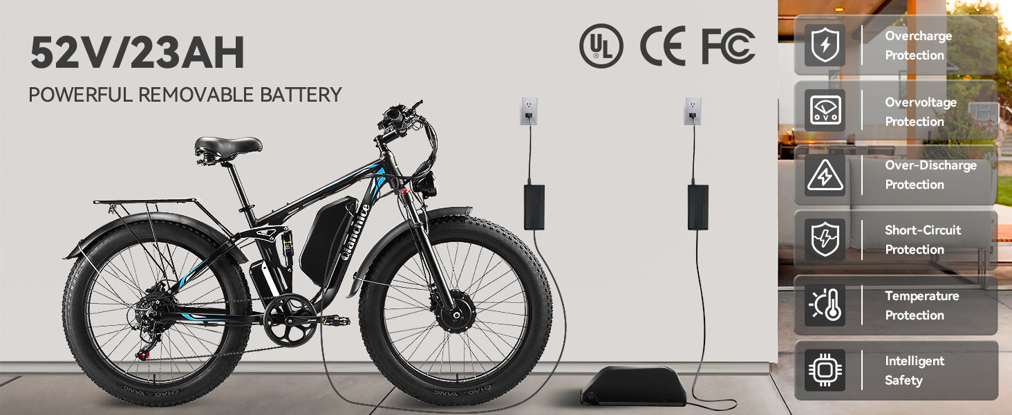 long distance ebike Qianchice E mountain bikes powerful removable battery 52V 23 A motorized bicycle long range electric bike most powerful electric motor for bicycle

