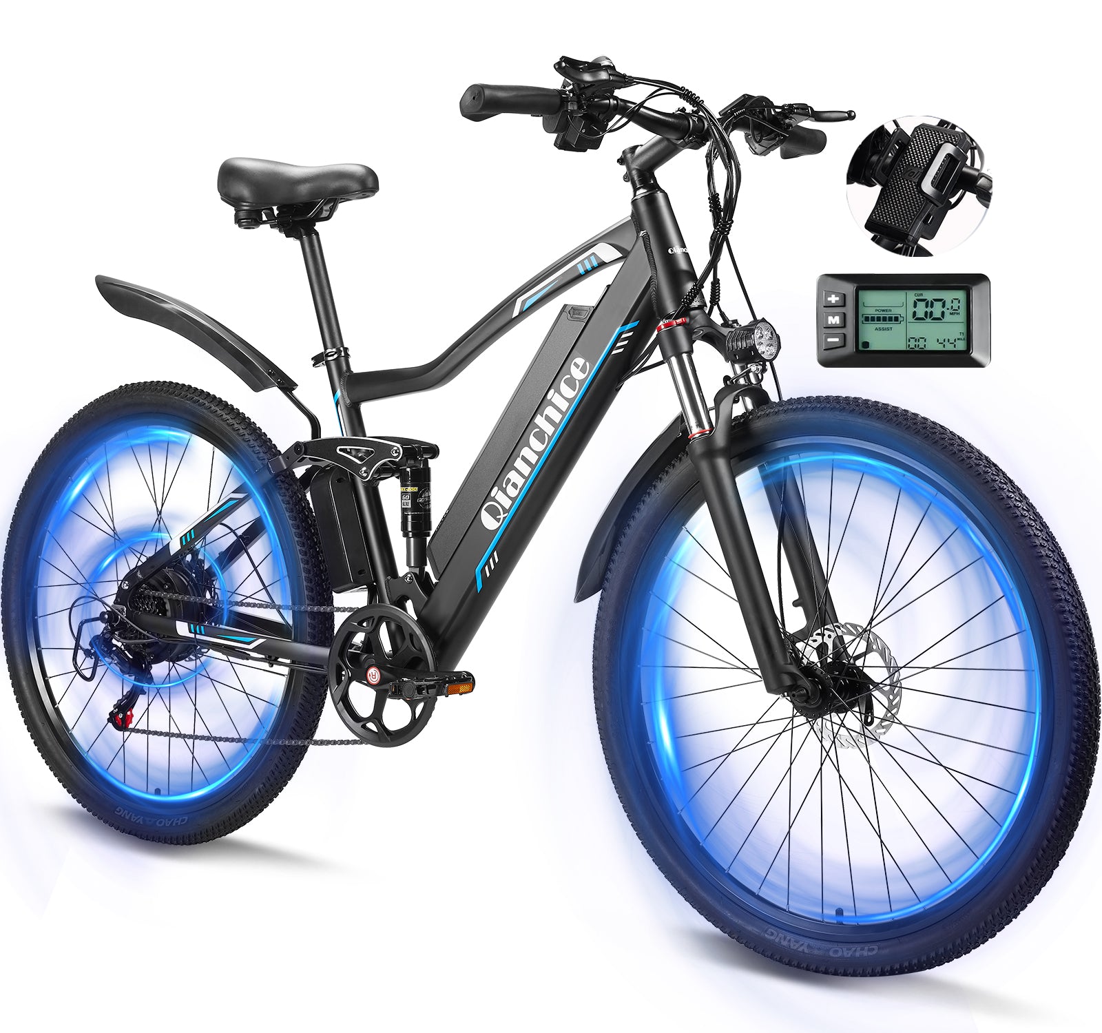 Q19 1000W(Peak) 32MPH Electric Bicycles with 48V 15AH Removable Battery Full Suspension 29"*2.1" 