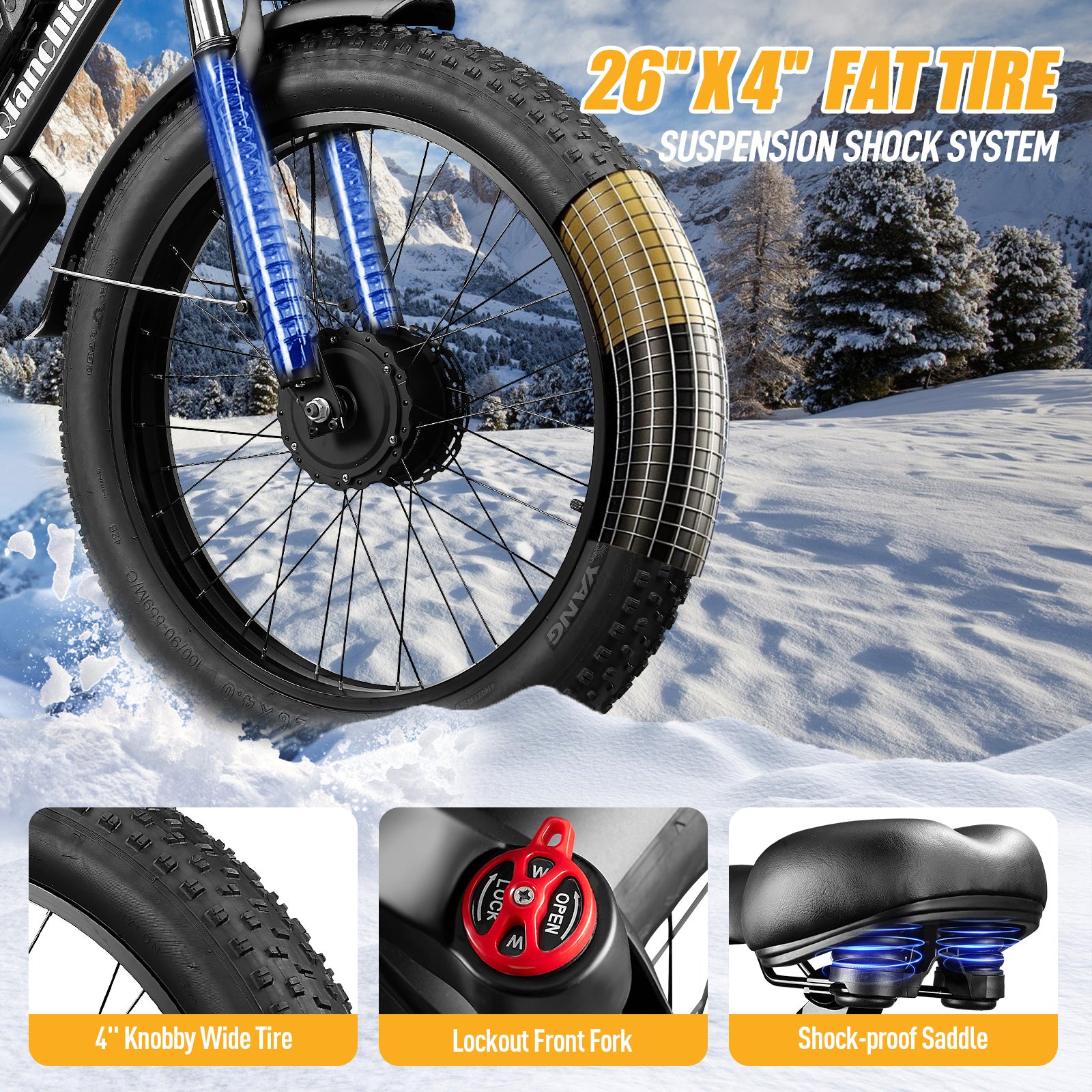 Qianchice 2000W fat tire ebike 26x4 inch bike